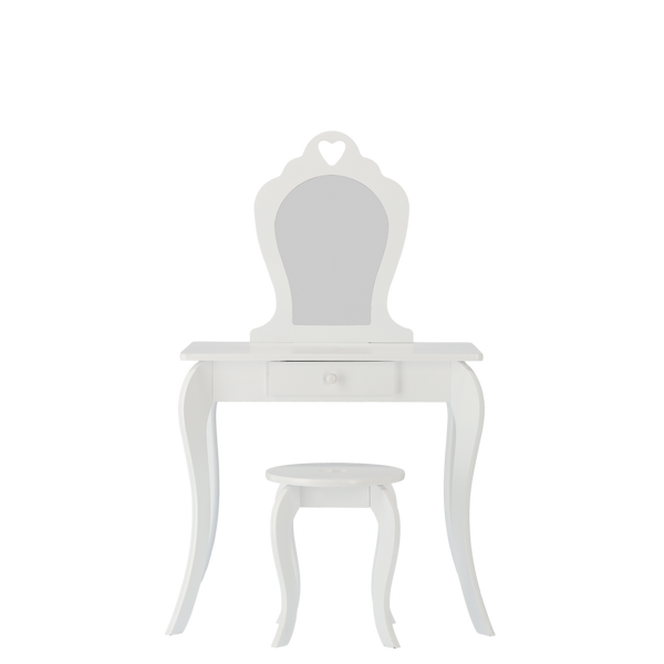 MAŁA TOALETKA KOSMETYCZNA BIAŁA Z LUSTREM + TABORET *0397