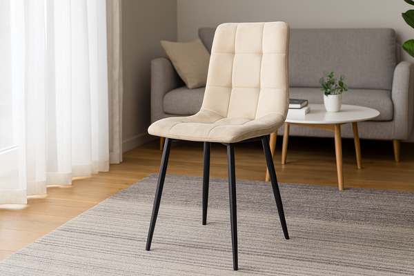 KRZESŁO NOWOCZESNE WELUROWE BEŻOWE *2950