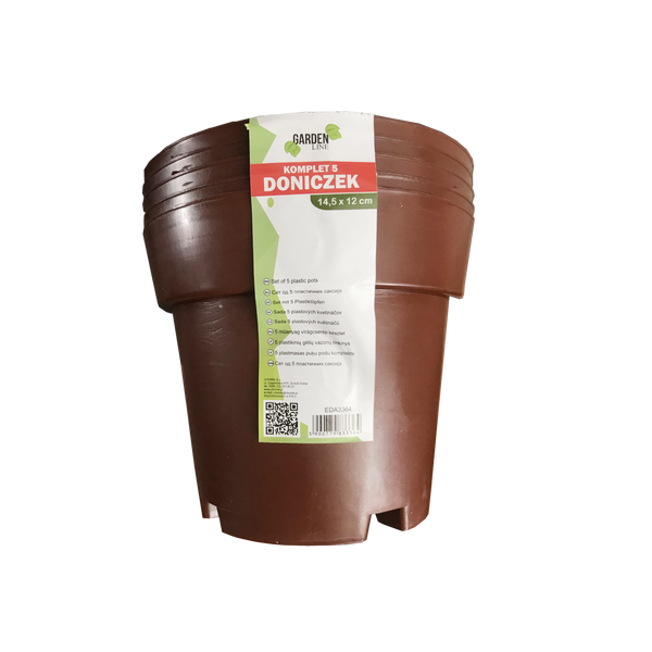 SET OF 5 PP POTS 14.5 x 12 CM