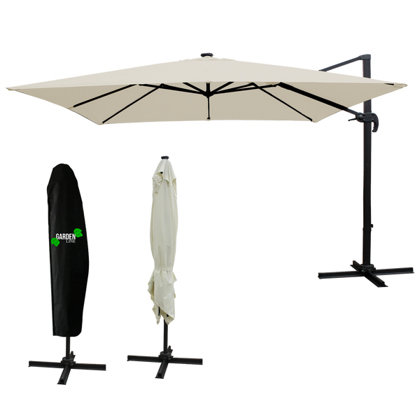 GARDEN UMBRELLA "ROMA" 3 X 3 M BEIGE WITH COVER