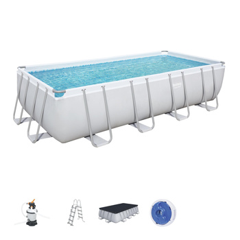 PISCINA CU STRUCTURĂ METALICĂ 4,88 X 2,44 X 1,22 M (PISCINA, POMPA DE NISIP, SCARĂ, COVOR, DOZATOR) *6592