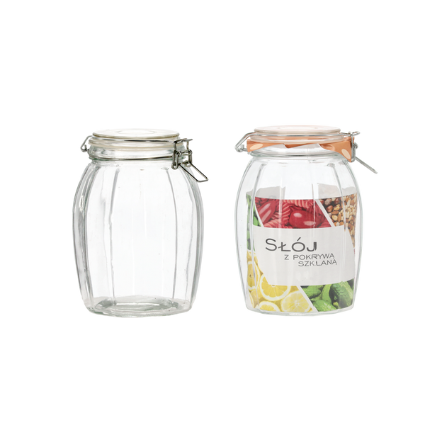 JAR 0.8L WITH GLASS LID AND MECHANICAL CLASP