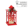 VÁNOČNÍ LAMPION 12,5 x 12,5 x 30,5 CM LED KOVOVÝ ČERVENÝ - SNEHOVÉ VLOŽKY *0863