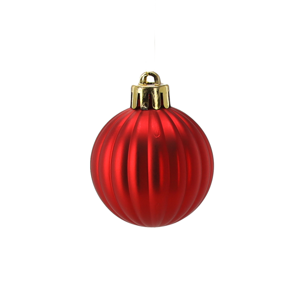 SET OF 16 BAUBLES 4 CM RED/GOLD/SILVER