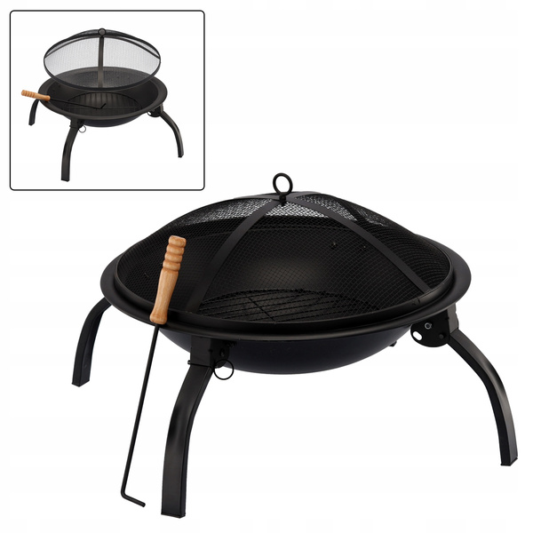 GARDEN FIRE PIT WITH COVER AND POKER 56 x 56 x 39,5 CM