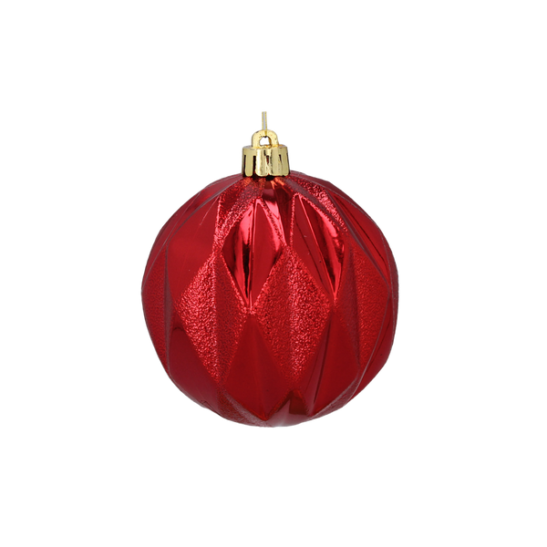 SET OF 4 BAUBLES 8 CM RED/GOLD/SILVER