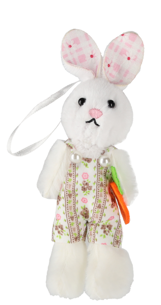 OZDOBA WIELKANOCNA - ZAWIESZKA 6 x 11 CM ZAJĄCZEK Z MARCHEWKĄ MIX 3 KOLORÓW opak=12szt *9205