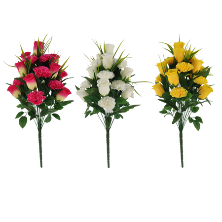 SZTUCZNA GAŁĄZKA - BUKIET RÓŻ I GOŹDZIKÓW 53 CM MIX KOLORÓW opak=12 szt *2911