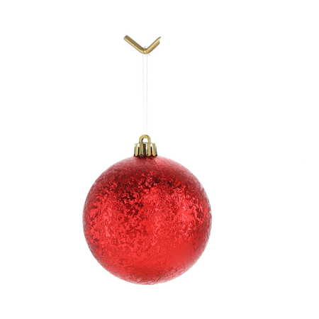 SET OF 6 BAUBLES 8 CM RED/GOLD/SILVER