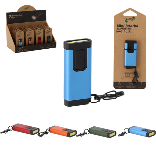 Hliníková baterka MIX FARBA 1W USB C disp=24 ks *0987