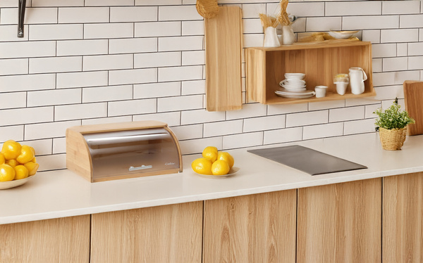 CHLEBAK NIGELLA - BAMBUSOWY Z POKRYWĄ Z TWORZYWA SZTUCZNEGO 41 x 28 x 17 CM *3161