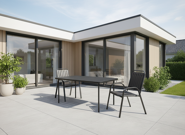 STOLIK OGRODOWY PROSTOKĄTNY 140 x 80 x 72 CM CIEMNY SZARY