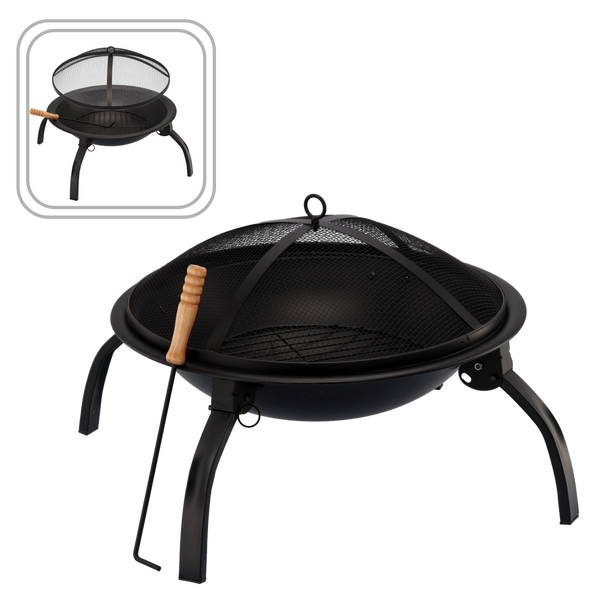 PALENISKO OGRODOWE Z POKRYWĄ I POGRZEBACZEM 56 x 56 x 39,5 CM