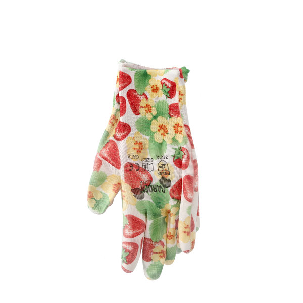 GARDEN GLOVES "8" PATTERN, POLYESTER WITH POLYURETHANE PACKET=12