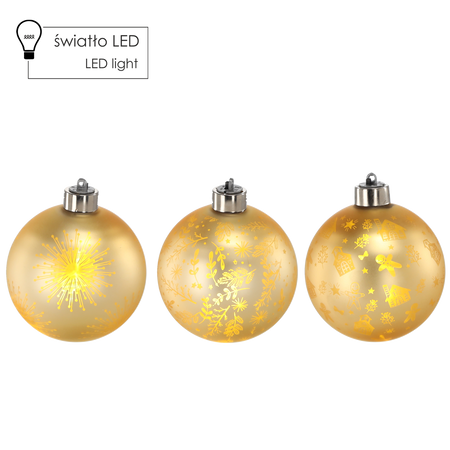 GLASS ORNAMENT - GOLD 10 CM MIXED PATTERNS
