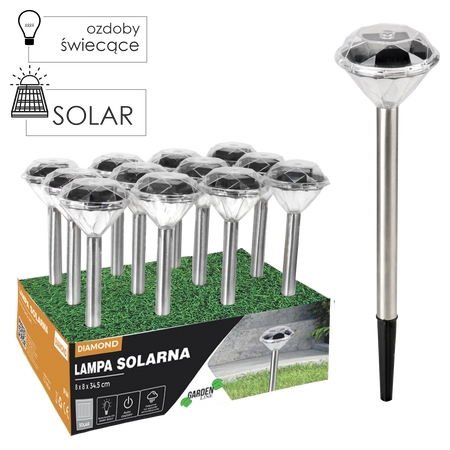 SOLAR LAMP DIAMOND 8 x 8 x 34.5 CM disp.12pcs