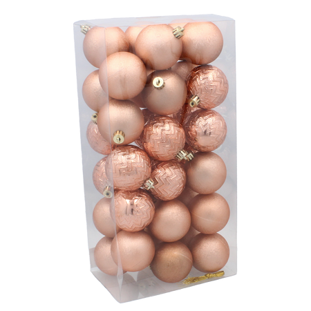 Set de 36 globuri de 6 cm în stil măsliniu/bronze/grafit mix de modele *7337