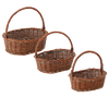ZESTAW 3 KOSZYKÓW WIKLINOWYCH Z RĄCZKĄ – BRĄZOWY