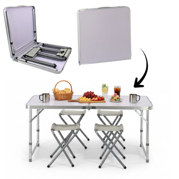 Set turistic (masă + 4 scaune) 120 x 60 x 70 cm