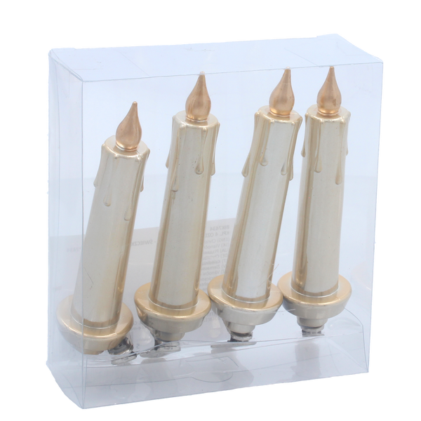 KPL. 4 OZDÔB VIANOČNÝCH - SVIEČKY S KLIPSEM 11 CM *7434