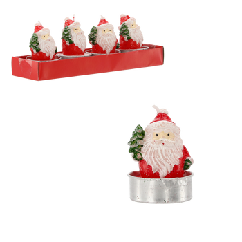 SET 4 CANDUJI 18 x 5 x 6,5 CM - MOȘ CRĂCIUN CU BRADUL ambalaj=12buc *4352