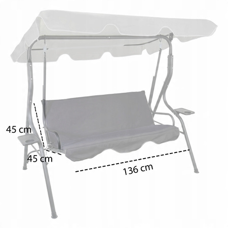 LEAGĂNA DE GRĂDINĂ 170 x 110 x 153 cm ANTRACIT FĂRĂ POD. CU SUPPORTURI PENTRU CEAȘCĂ *3088