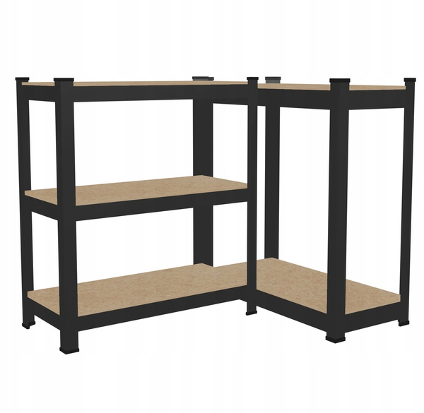 REGAŁ 5-POZIOMOWY 180 x 90 x 30 CM CZARNY UDŹWIG PÓŁKI: 175 KG *7361