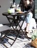 FOLDING ROUND TABLE 60 x 70 CM BLACK