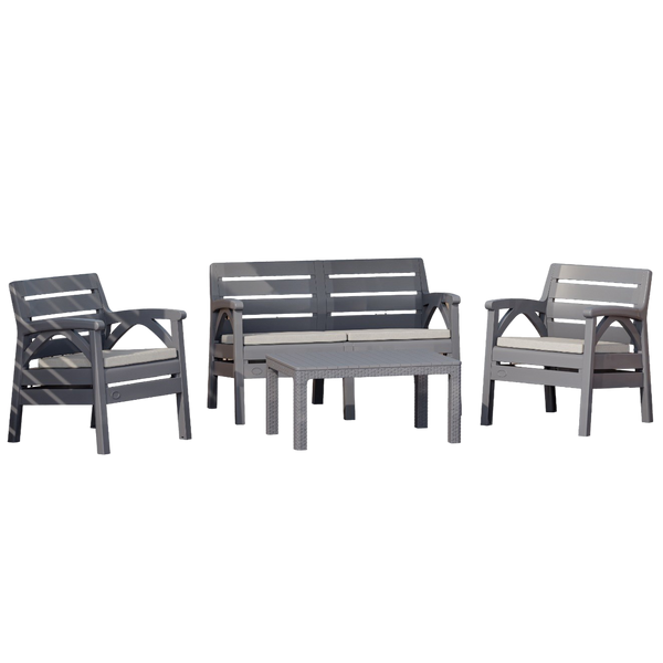 SET DE MOBILIER PENTRU GRĂDINĂ ANTRACIT "SANTANA" (2x FOTOLIU, BANKA 2pers.) *5215