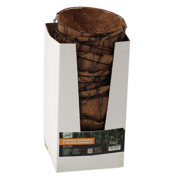 POT DE FLOARE PENDULAT CU INSERTIE DIN FIBRE DE COCOS 25,5 x 13 CM *5530