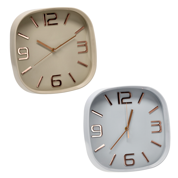 ZEGAR WISZĄCY KWADRATOWY 30,3 x 30,3 x 5,7 CM BEŻOWY/NIEBIESKI *5531