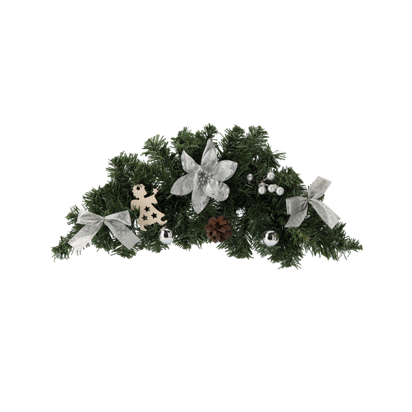 WISZĄCY STROIK BOŻONARODZENIOWY 46 CM SREBRNY *4114