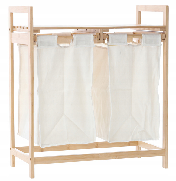 REGAŁ BAMBUSOWY Z DWOMA KOSZAMI 64x33x73 CM *6998