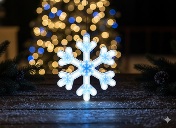 SNEHOVÁ RŮŽE MODRÁ 30 CM NEON LED STUDENÁ BÍLÁ *8325