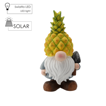 GARDEN FIGURINE - LED PINEAPPLE GNOME 21 x 18 x 40 CM