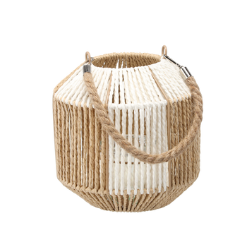LANTERN H-20 CM WITH GLASS INSERT - CHECKERED
