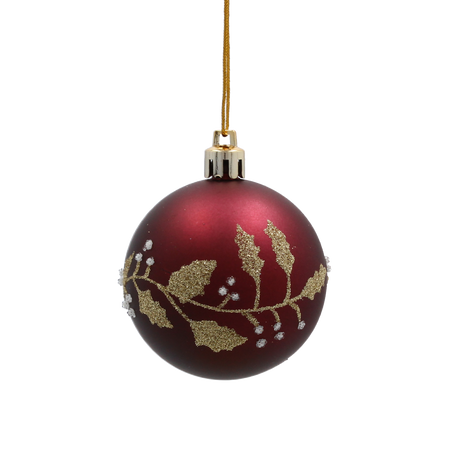 SET OF 8 CHRISTMAS BAUBLES RED 6 CM