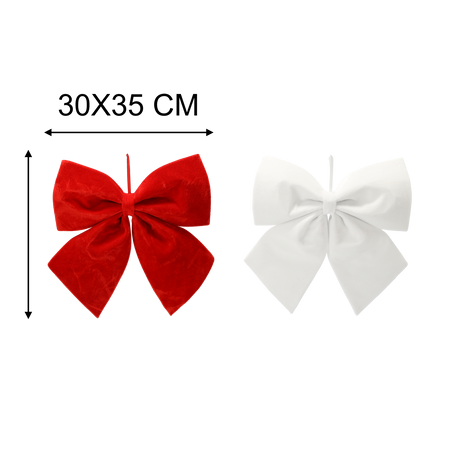 CHRISTMAS BOW RED/WHITE 30X35 CM