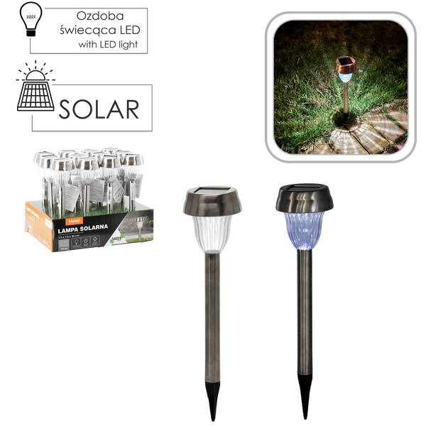 SOLÁRNA LAMPA MINO 7,5 x 7,5 x 36 CM STRIEBORNÁ ZIMNÁ BIELA disp=12ks *4276