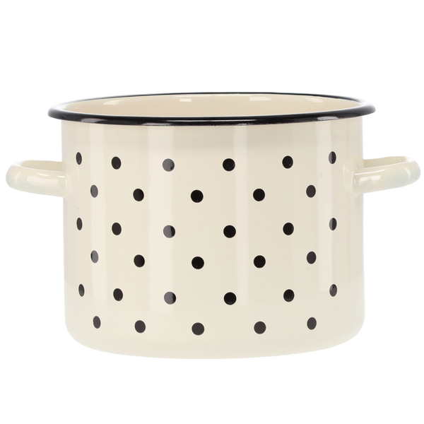GARNEK EMALIOWANY 4,5 L 20 CM BIAŁY KROPKI *3455