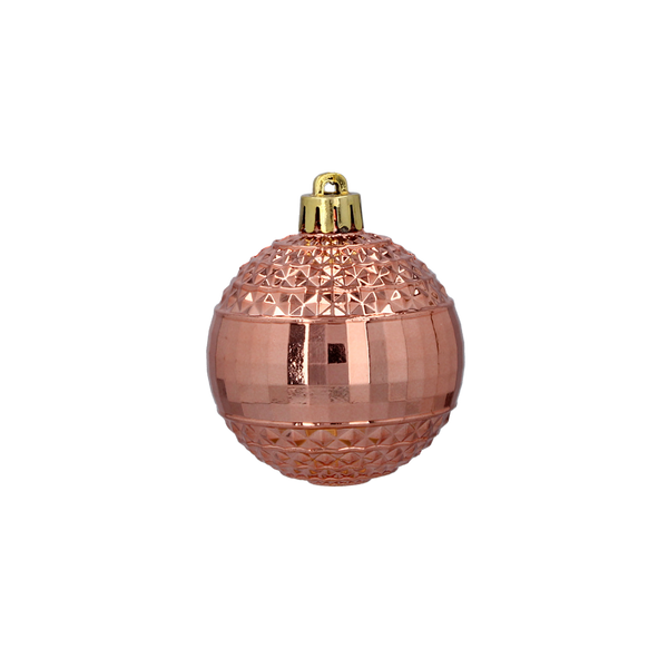 SET OF 6 BAUBLES 6 CM OLIVE/COPPER/GRAPHITE MIX DESIGNS