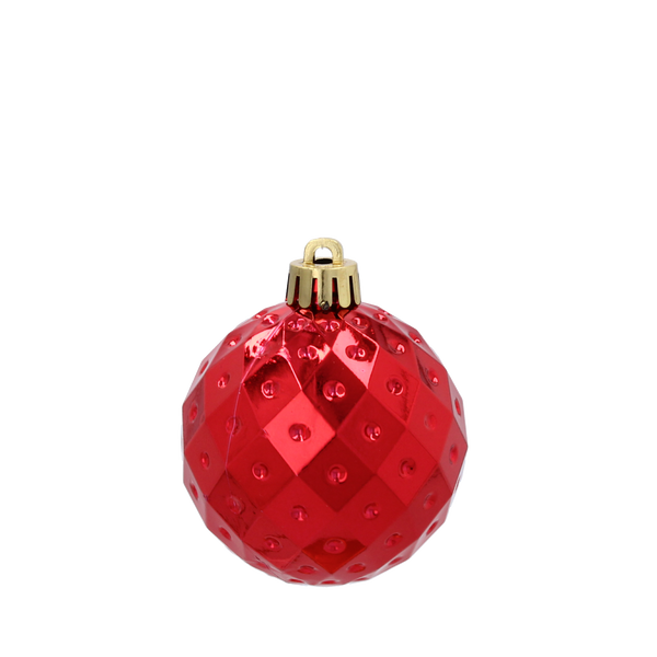 SET OF 6 BAUBLES 6 CM RED/GOLD/SILVER (TUBE)