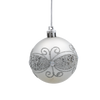 SET OF 8 CHRISTMAS BAUBLES SILVER 6 CM