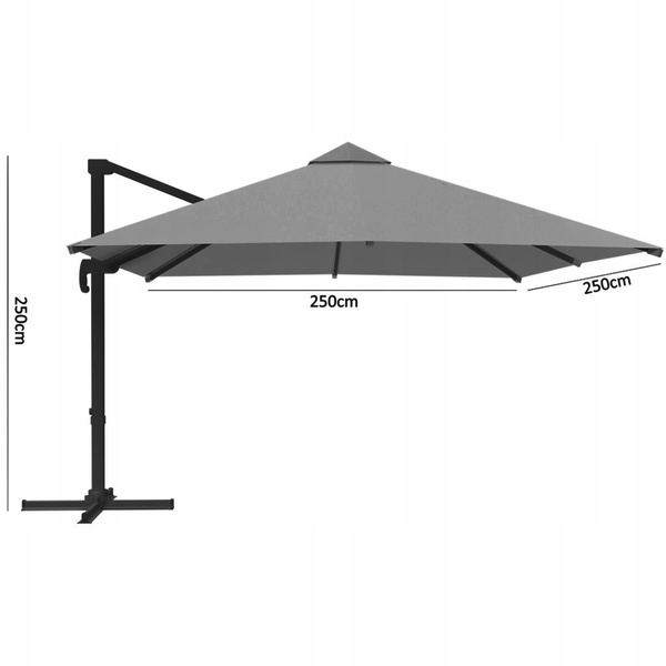 GARDEN UMBRELLA "MINI ROMA" 2.5 X 2.5 M GRAY WITH COVER