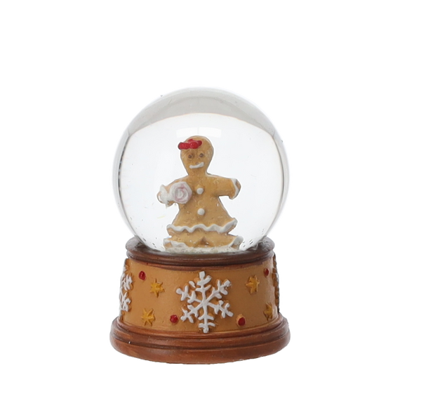 CHRISTMAS SNOWBALL - GINGERBREAD DECORATION 4.5 X 4.5 X 6.5 CM MIX OF PATTERNS disp=12pcs *5690