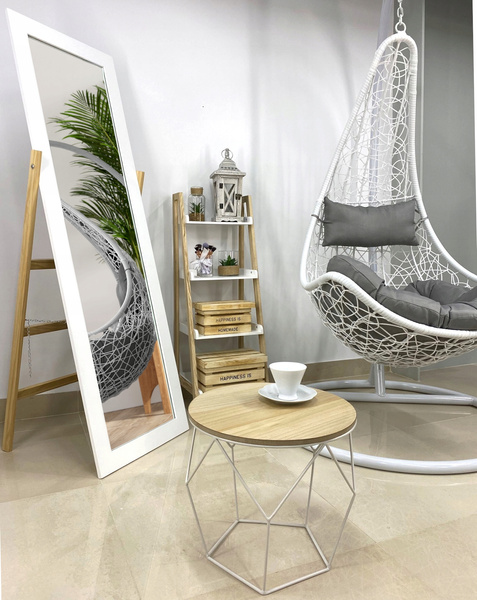 LUSTRO STOJĄCE DREWNIANE NOGI DRABINKA 54 x 41 x 157 CM *9757