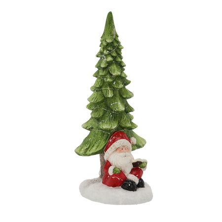 FIGURKA BOHOSLUŽEBNÁ – MIKULÁŠ S LED VIANOČNÝM STROMČEKOM 19,5 x 20,5 x 43 CM balenie=1 ks *5159