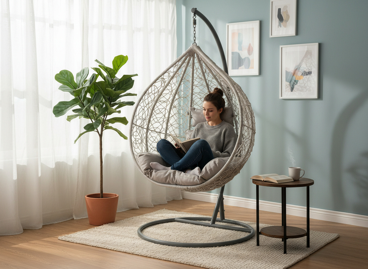 FOTEL WISZĄCY JASNY SZARY, PODUSZKA - SZARA, RAMA -  SZARA 118X107XD68CM pol_pl_FOTEL-WISZACY-JASNY-SZARY-PODUSZKA-SZARA-RAMA-SZARA-118X107XD68CM-2353_1