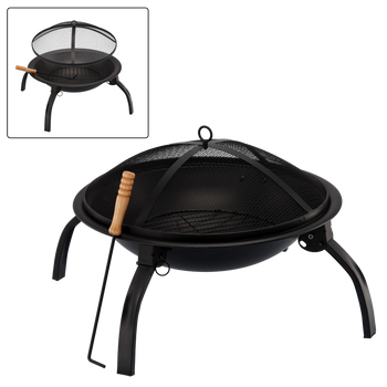 GARDEN FIRE PIT WITH COVER AND POKER 56 x 56 x 39,5 CM