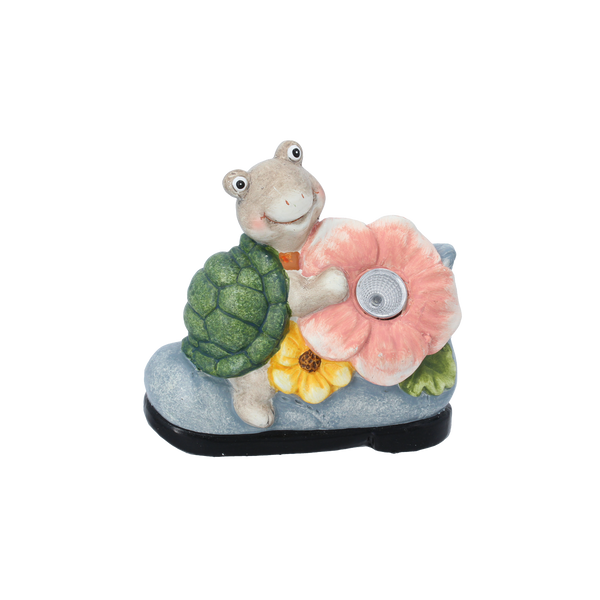 ZÁHRADNÍ FIGURKA - ŽELVA S KVĚTINOU 15,5 x 8 x 15 CM LED balení=4ks *7836